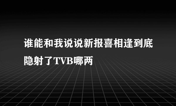 谁能和我说说新报喜相逢到底隐射了TVB哪两