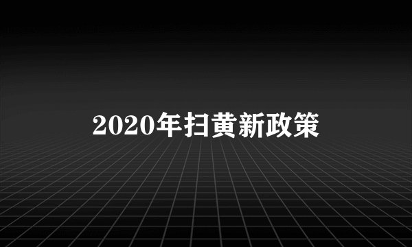 2020年扫黄新政策