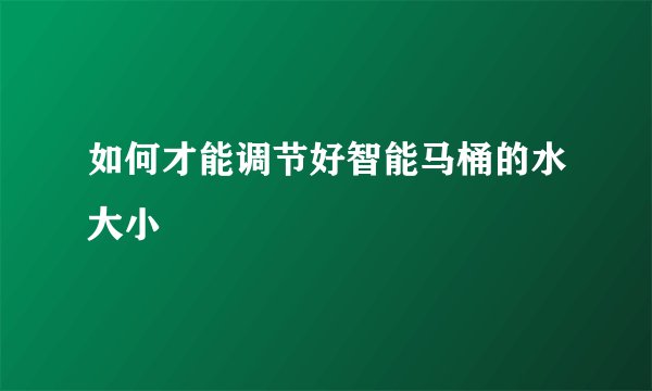 如何才能调节好智能马桶的水大小