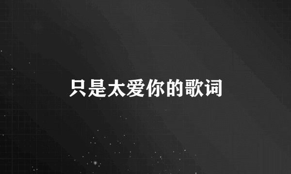 只是太爱你的歌词
