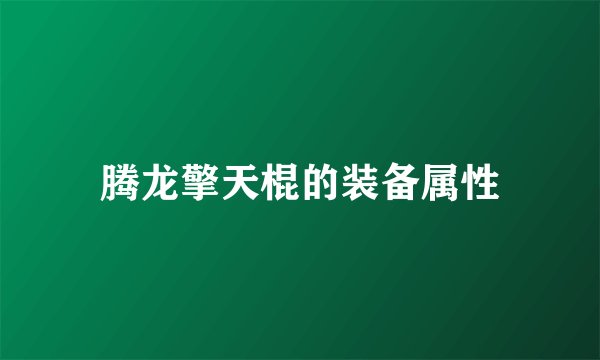 腾龙擎天棍的装备属性
