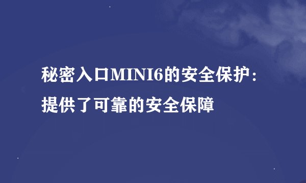 秘密入口MINI6的安全保护：提供了可靠的安全保障