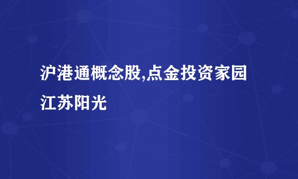 沪港通概念股,点金投资家园江苏阳光