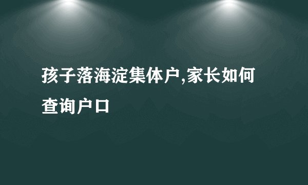 孩子落海淀集体户,家长如何查询户口