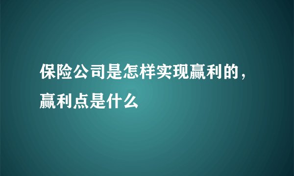 保险公司是怎样实现赢利的，赢利点是什么