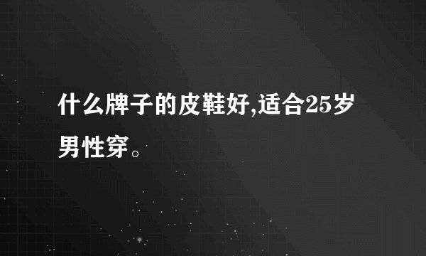 什么牌子的皮鞋好,适合25岁男性穿。