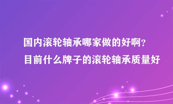 国内滚轮轴承哪家做的好啊？目前什么牌子的滚轮轴承质量好