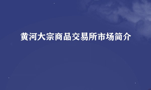 黄河大宗商品交易所市场简介