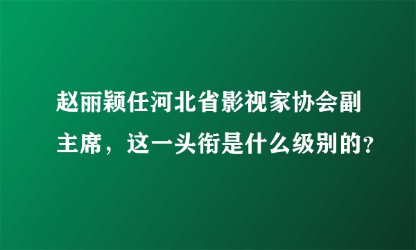 赵丽颖任河北省影视家协会副主席，这一头衔是什么级别的？