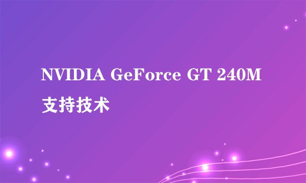 NVIDIA GeForce GT 240M支持技术