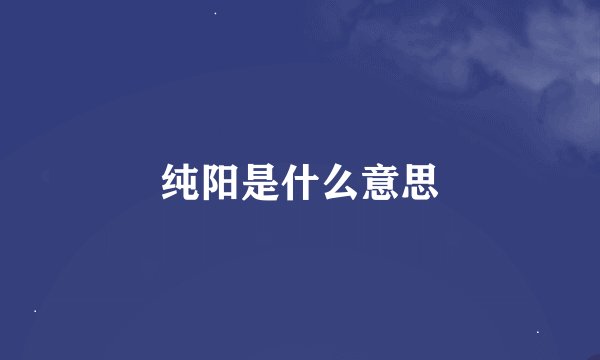 纯阳是什么意思