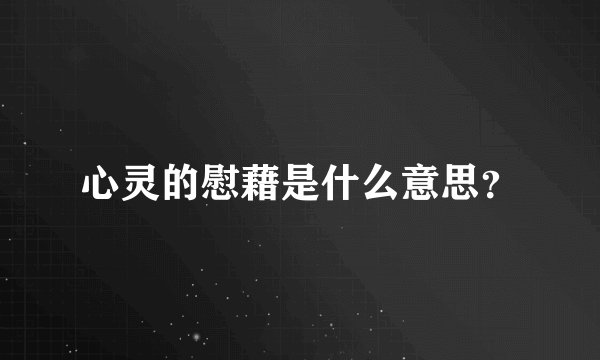 心灵的慰藉是什么意思？