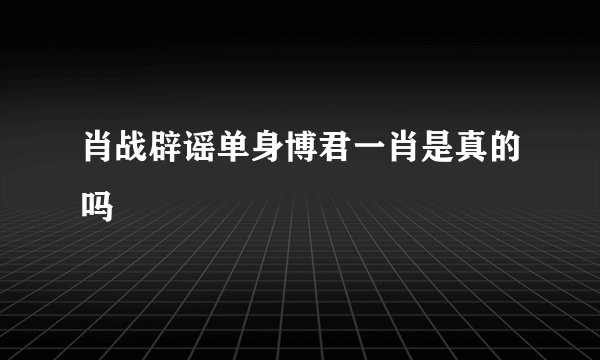 肖战辟谣单身博君一肖是真的吗