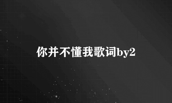 你并不懂我歌词by2