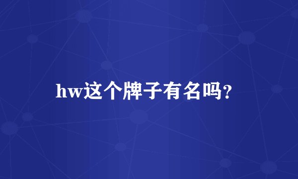 hw这个牌子有名吗?