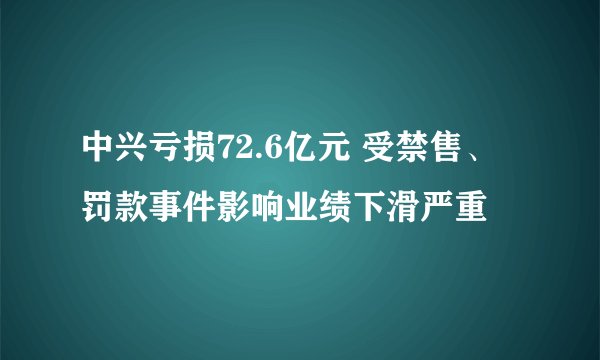 中兴亏损72.6亿元 受禁售、罚款事件影响业绩下滑严重