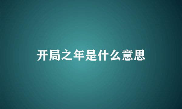 开局之年是什么意思