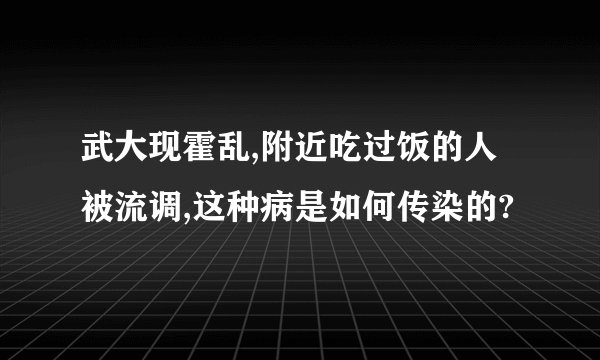 武大现霍乱,附近吃过饭的人被流调,这种病是如何传染的?