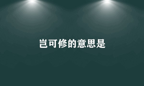 岂可修的意思是