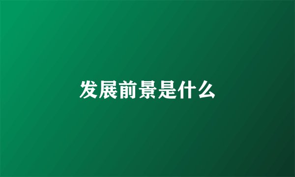 发展前景是什么