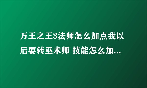 万王之王3法师怎么加点我以后要转巫术师 技能怎么加点 属性点怎么加 说清楚