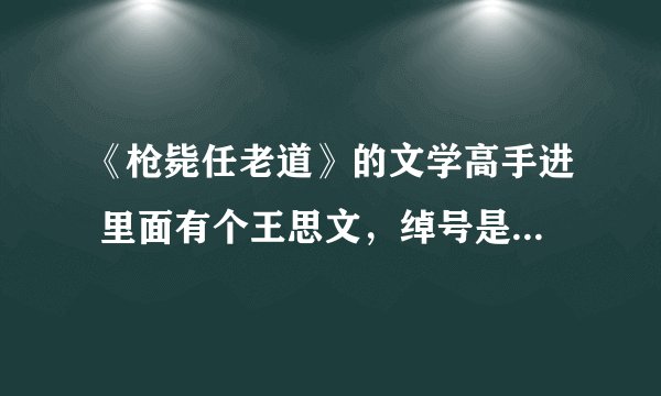 《枪毙任老道》的文学高手进 里面有个王思文，绰号是踏三山，游五岳，恨天无把，恨地无环，…… 我觉