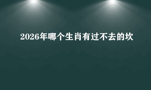 2026年哪个生肖有过不去的坎