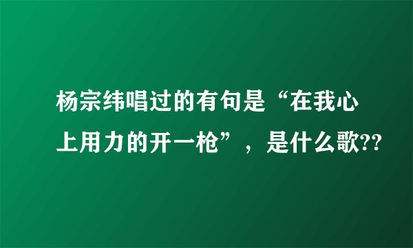 杨宗纬唱过的有句是“在我心上用力的开一枪”，是什么歌??