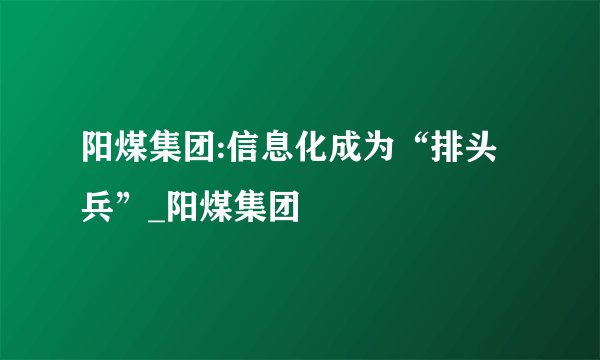 阳煤集团:信息化成为“排头兵”_阳煤集团