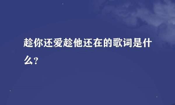 趁你还爱趁他还在的歌词是什么？