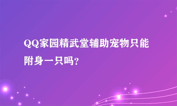 QQ家园精武堂辅助宠物只能附身一只吗？