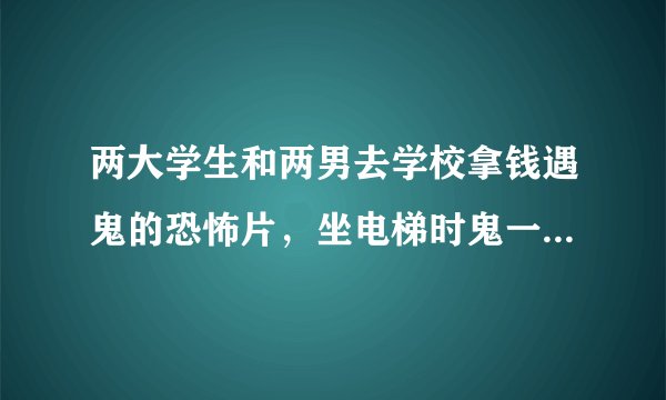 两大学生和两男去学校拿钱遇鬼的恐怖片，坐电梯时鬼一层比一层近，后来到楼上鬼突然不见了。