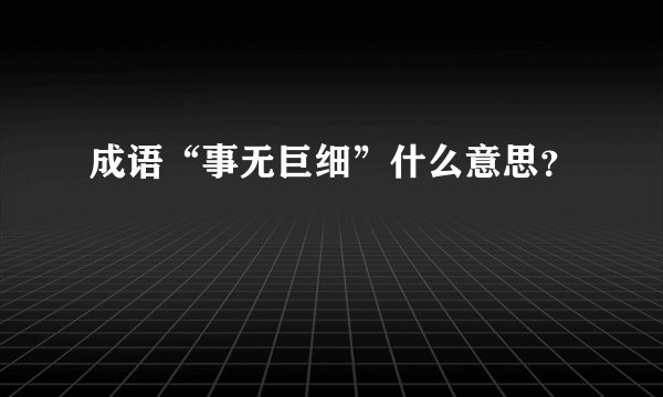 成语“事无巨细”什么意思？