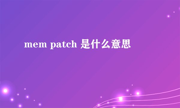 mem patch 是什么意思