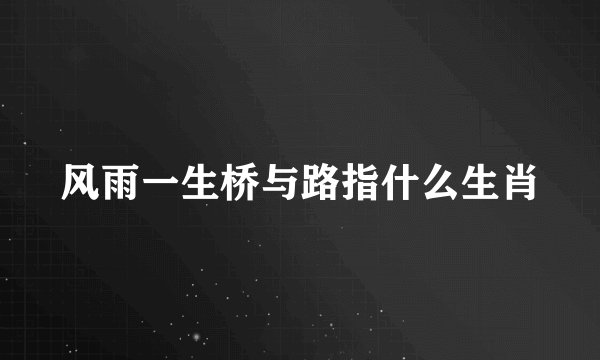 风雨一生桥与路指什么生肖