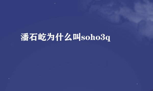 潘石屹为什么叫soho3q