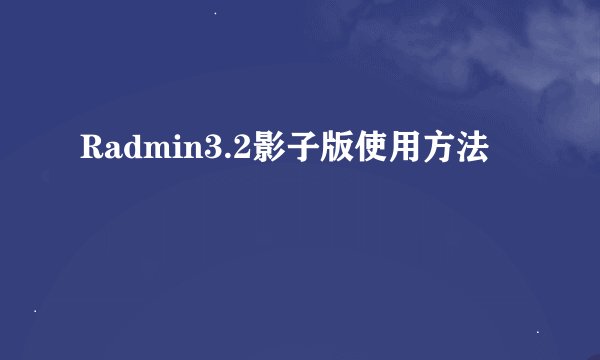 Radmin3.2影子版使用方法