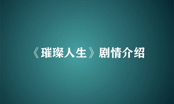 《璀璨人生》剧情介绍