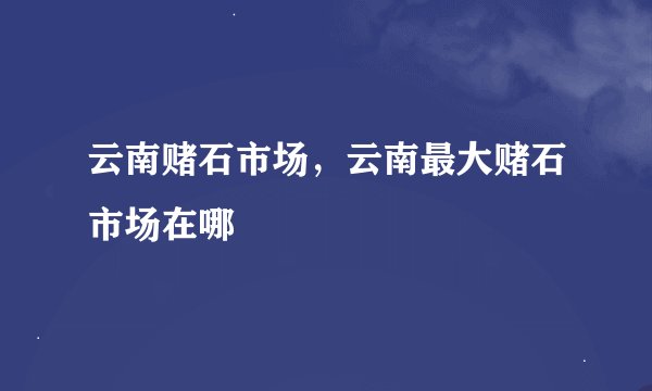 云南赌石市场，云南最大赌石市场在哪