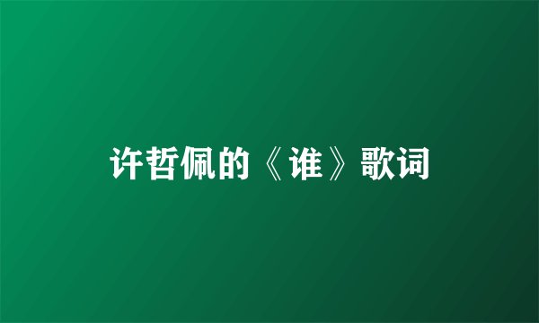 许哲佩的《谁》歌词