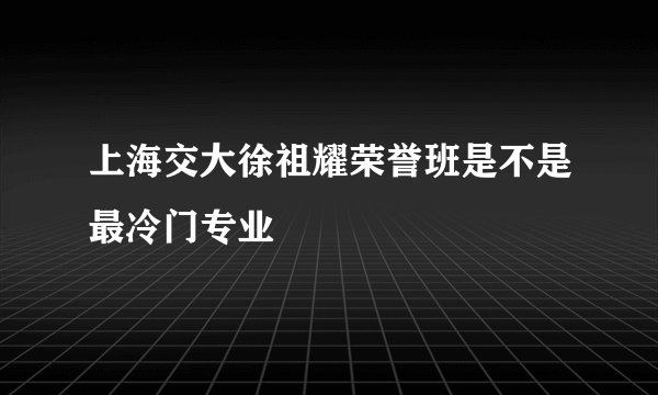 上海交大徐祖耀荣誉班是不是最冷门专业