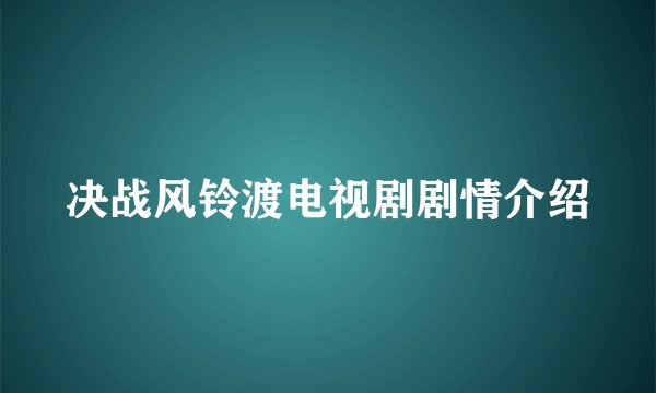 决战风铃渡电视剧剧情介绍