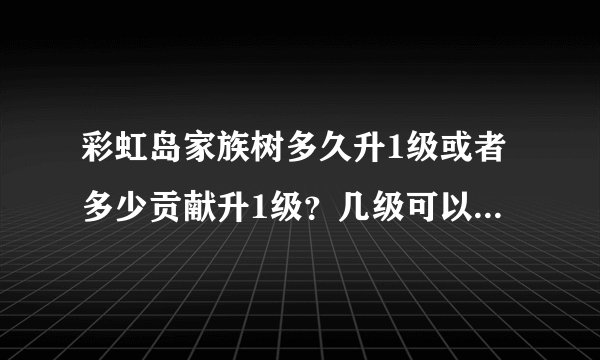 彩虹岛家族树多久升1级或者多少贡献升1级？几级可以打FB？FB可以暴什么？以后还能种吗？