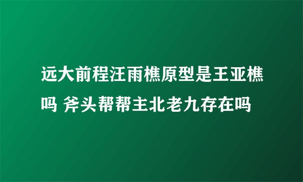 远大前程汪雨樵原型是王亚樵吗 斧头帮帮主北老九存在吗