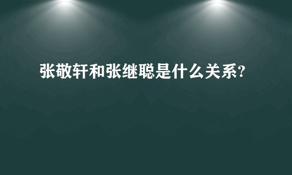 张敬轩和张继聪是什么关系?