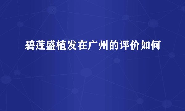 碧莲盛植发在广州的评价如何