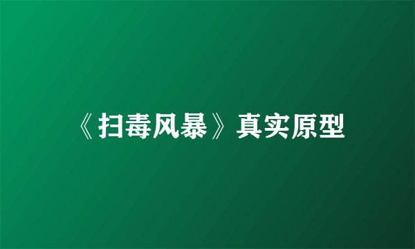 《扫毒风暴》真实原型