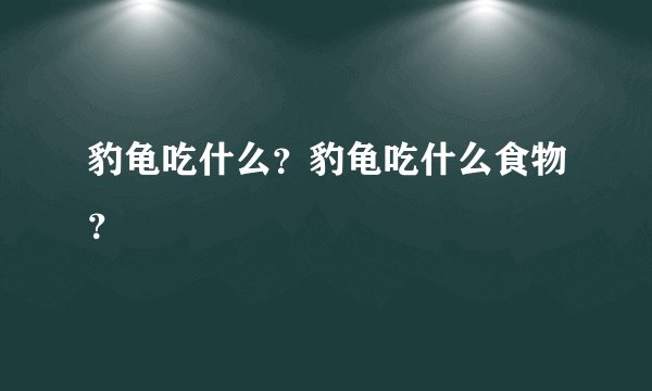 豹龟吃什么?豹龟吃什么食物?