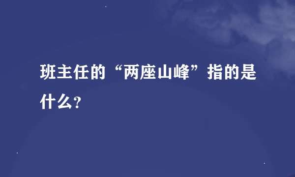 班主任的“两座山峰”指的是什么？