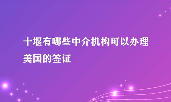 十堰有哪些中介机构可以办理美国的签证